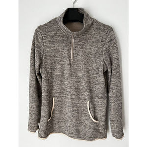 Akewei Sweatshirt Women's Size M Beige Pullover 1/4 Zip Casual